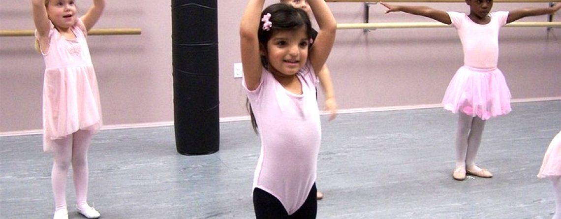 Preschool age girls ready for dance classes at their local dance studio